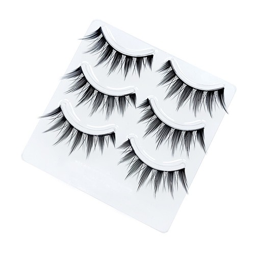 3-Pair-Set, Black False Eyelashes, Natural Long Cosplay Makeup Cross Strip E1003 - Picture 5 of 6