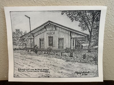 1980 Ralph J. Mitchell Seaboard Coastline Railroad Station Metcalf GA 8.5 X 11