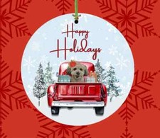 Havanese Hippy Hound Studios Happy Holidays Ornament