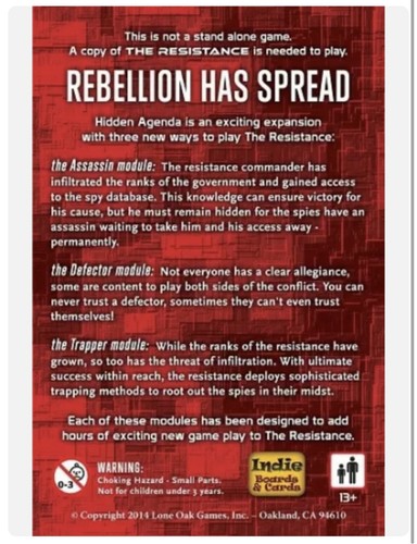 The Resistance Card Game: Hidden Agenda & Hostile Intent Expansions! - BRAND NEW - 第 5/6 張圖片