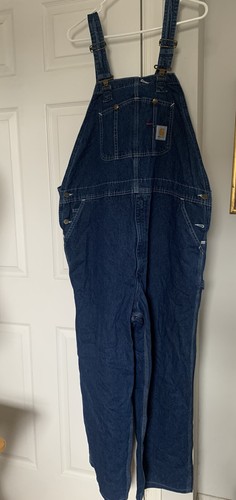 Carhartt Overalls Mens 44X30 R07 DST Blue Bib Coveralls Denim Workwear NWT