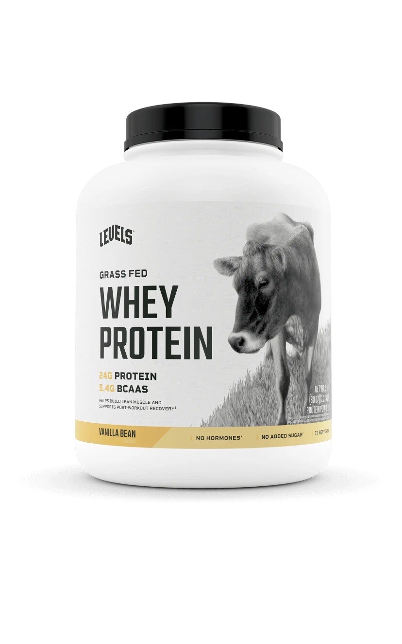 Frijol de vainilla Levels alimentado con pasto 100% proteína de suero sin hormonas 5 LB VENCIMIENTO 12/2025