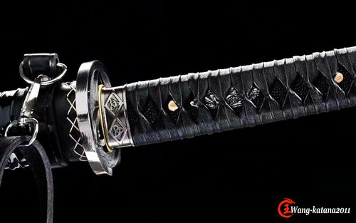 Funda de cuero espada japonesa afilada Black Walking Dead Katana de arcilla templada T10 - Imagen 5 de 12