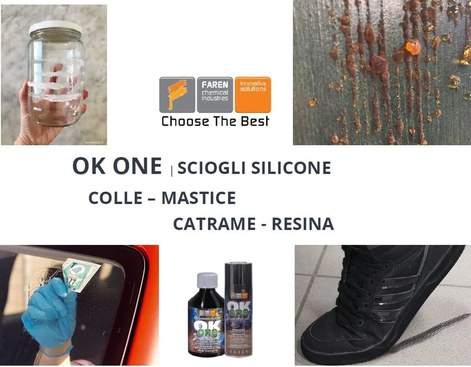 Faren - OK ONE-Rimuovi Etichette, Sciogli Silicone, Colla, Mastice, Resina-200ml - Immagine 2 di 4