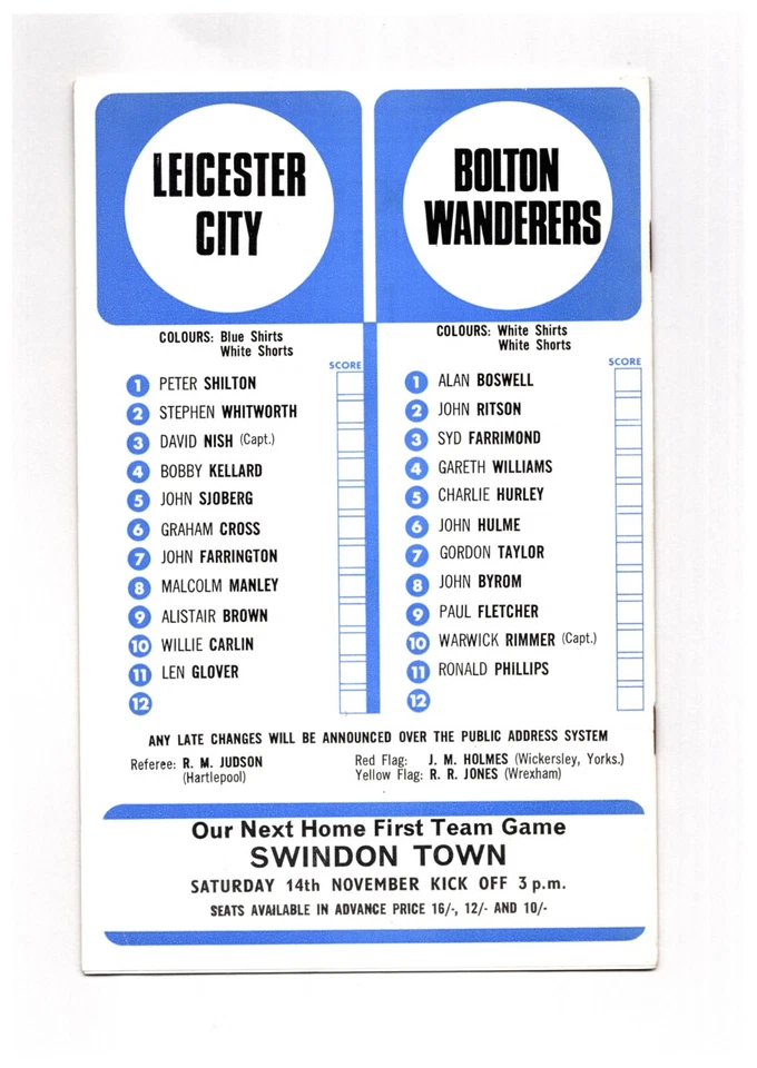 Leicester City v Bolton Wanderers 1970-1971 Division Two 31/10/1970 - Image 2 of 2