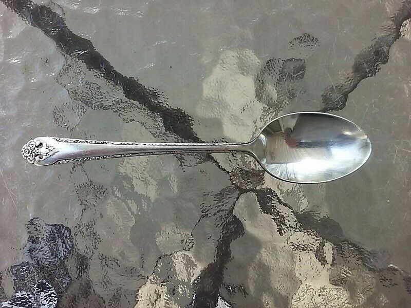 Antique Vtg Holmes & Edwards Inlaid IS Silver Plated Spoon 6.75" Lovely Lady