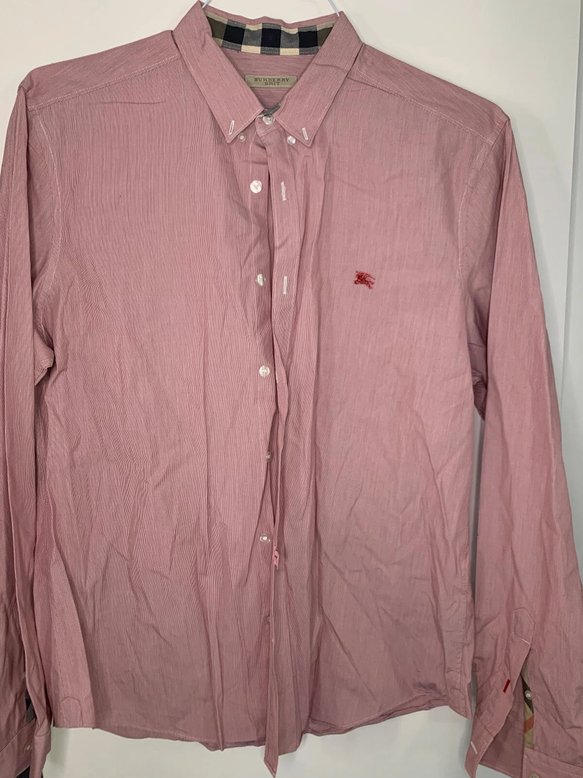 Camicia Burberry Brit da uomo grande polsino a scacchi manica lunga con bottoni I602004