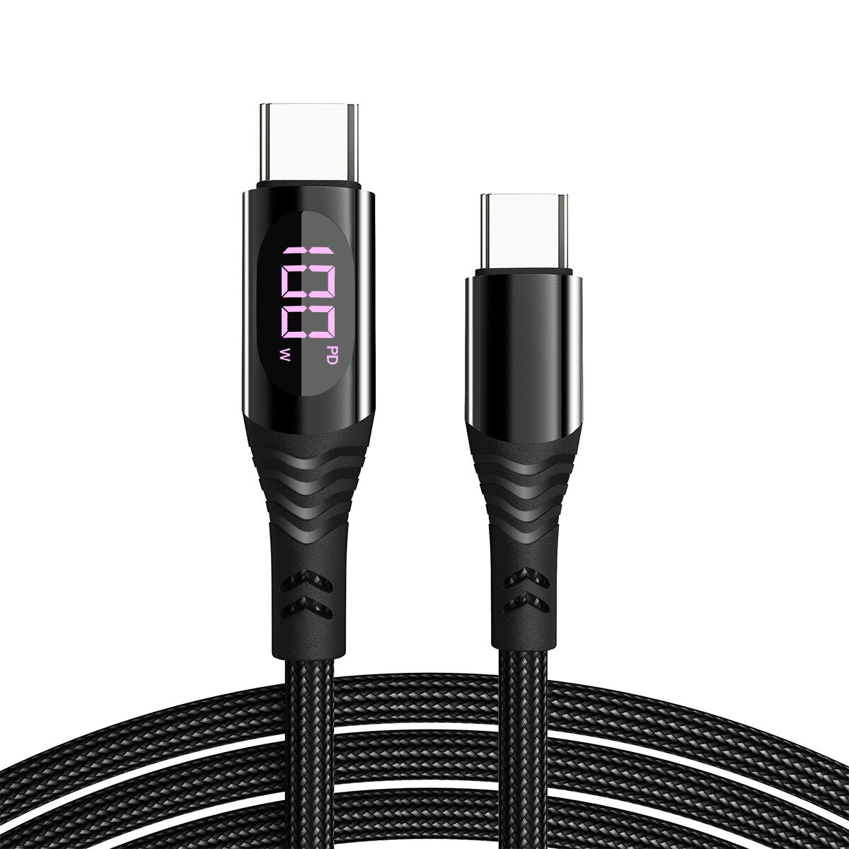 100W 5A PD USB C To USB C Cable Fast Charging Cord LED Display Type C Charger 67