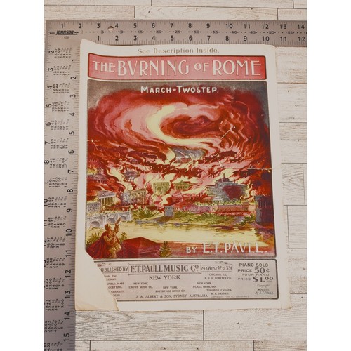 Burning of Rome Sheet Music E.T. Paull Vintage 1903 March-Two Step - Picture 9 of 9