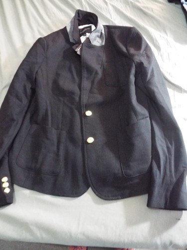 Banana Republic Hacking Jacket Women's Sz 10 Black Wool Blend NWT
