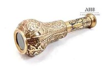 New Nautical Pirate Spyglass Brass Engraved 6" Telescope with Leather Case Gift