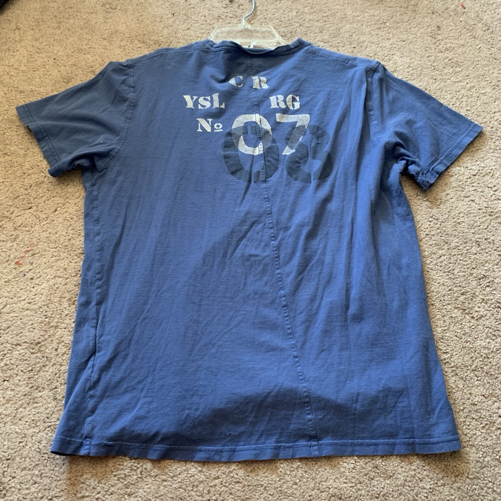 T shirt maglietta YSL YVES Saint Laurent adulto taglia XL blu manica corta stampa grafica