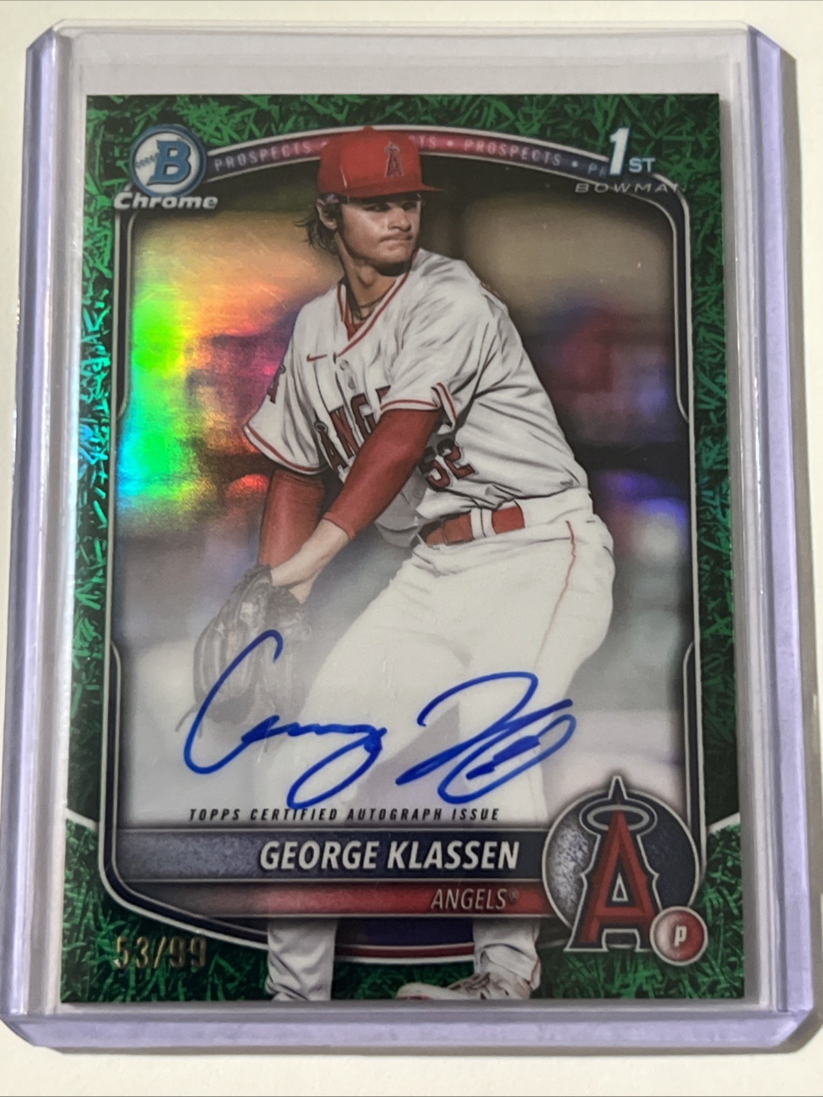 2025 Bowman 1st Chrome George Klassen Green Grass Auto /99 Angels