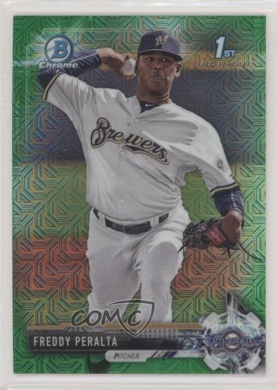 Freddy Peralta #BCP22 Baseball Cards 2017 Bowman Mega Box Chrome Prospects trading card — raw and PSA graded price guide