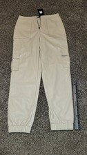 Fashion Nova Pants Women XL Beige/Tan Faux Leather Cargo Vegan Modern Joggers