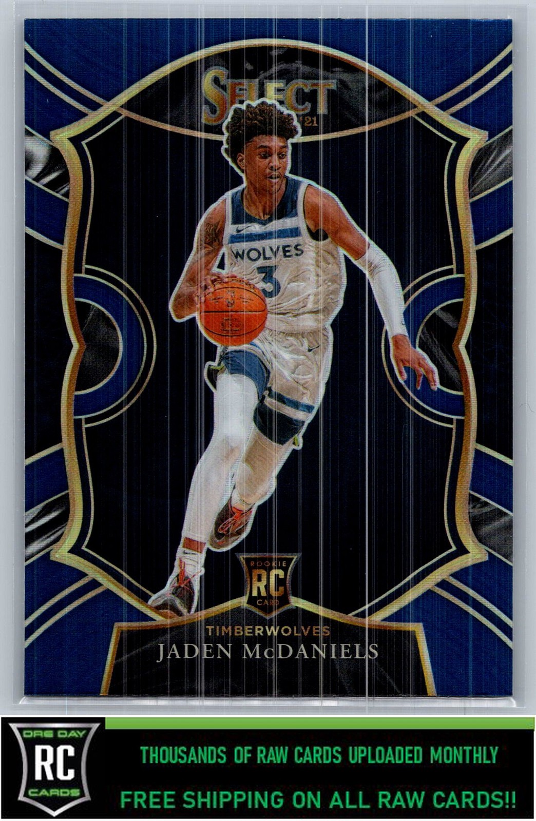 2020-21 Panini Select Blue Prizms Jaden McDaniels #88 Rookie Timberwolves