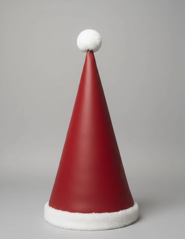 Headwear de Natal – Couro verdadeiro estilo Papai Noel com acabamento branco de pelúcia - Imagem 2 de 2