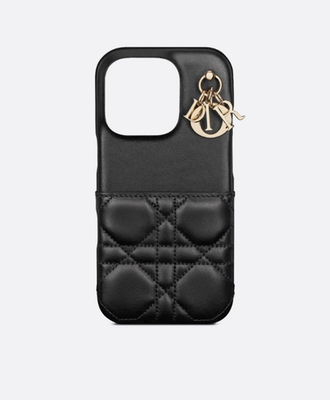 Lady Dior iPhone 16 pro ケース Dior Lady Dior iPhone 16 Pro Case Black Cannage Quilted Leather
