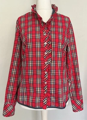 sportlich-elegante MADELEINE-BLUSE 38 - rot-blau-kariert Langarm - Baumwolle NEU - Bild 1 von 4
