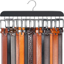 Wood Belt Hanger for Closet - 42 Belts, 14 Hooks, Black, 1 Pack