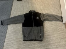 The North Face Denali Jacket Youth Large Grey Black Full Zip Pockets Fleece TNF