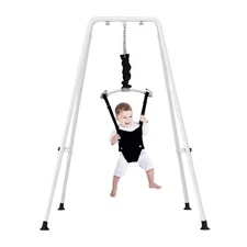 Baby Jumper Set with Hanging Shelf Adjustable Baby Bouncer Baby Toys… (Blcak)