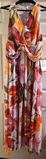 Adrianna Papell Women's Plus Floral Chiffon Sleeveless V-Neck Maxi Size 16W