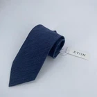 Eton Tie Mens One Size Navy Silk Blend Luxury Classic Fit Necktie Italy Made NWT