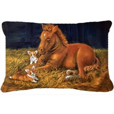 Carolines Treasures 7329PW1216 Corgi Sunrise With Colt Fabric Decorative Pillow