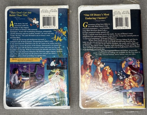 2 Sealed Disney Masterpiece VHS Tapes Lady and the Tramp & The Little Mermaid - Picture 2 of 6