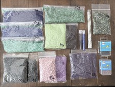 2Lb 18 Large Pkgs Seed Beads Mixed Colors, Shapes Sizes Japanese Bulk Lot