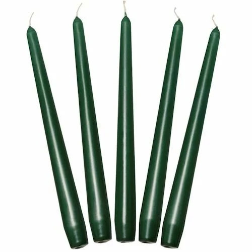 Dark Green Candles Tapered Bulk Pack of 50 Dinner 7.5 Hours 245mm Restaurant