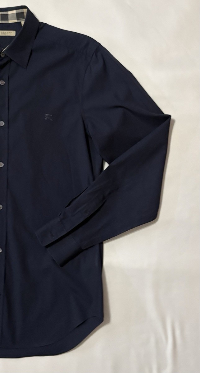 BURBERRY Shirt Classic Flip Cuffs Small S Navy Blue | eBay
