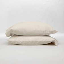 King 300 Thread Count Temperature Regulating Solid Pillowcase Set Natural