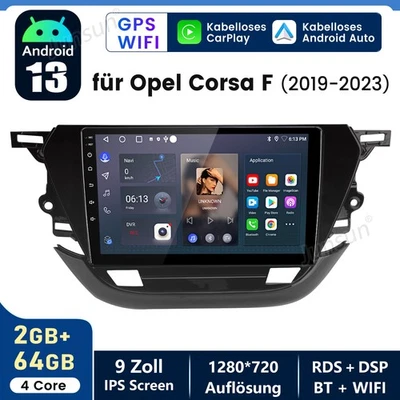 Für Opel Corsa F 2019-2023 Autoradio Android15 Carplay GPS NAVI DAB+ RDS DSP 64G