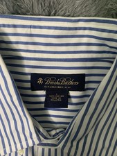 Brooks Brothers Blue White Striped Button Down Shirt Men  s Large 100 Cotton