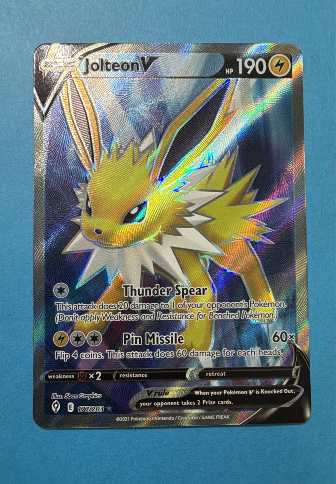 Jolteon V (Full Art) 177/203 SWSH07: Evolving Skies Holo