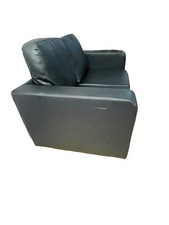 Black Leather 2 Seater Sofa Modern Track Arms Black Frame 137cm L x 69cm W