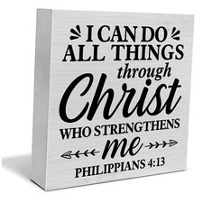 Inspirational Quote I Can Do All Things Through Bible Verse Decorative Wooden