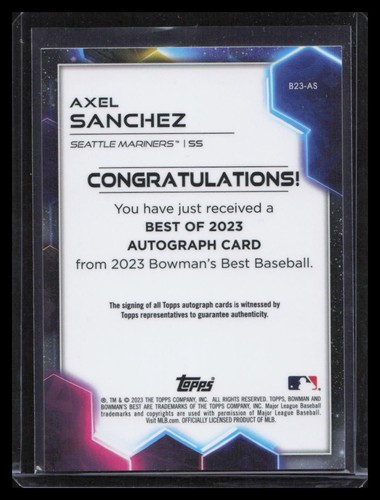 2023 Bowman's Best #B23-AS Axel Sanchez Best of 2023 Autografi - Foto 2 di 2