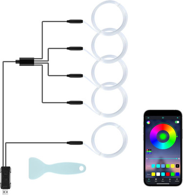 LivTee Smart Car LED Interior Lights with USB Port, LED Strip Fiber Optic Lights