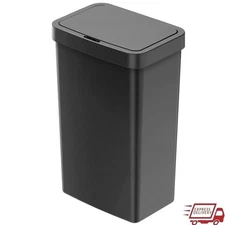 Motion Sensor Trash Can Touchless Operation Plastic Wastebasket Soft Close 13G