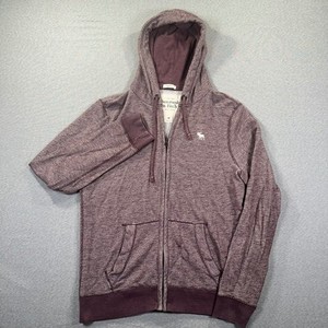 Y2K Abercrombie & Fitch Hoodie Mens M Maroon Muscle Full Zip Grunge VTG