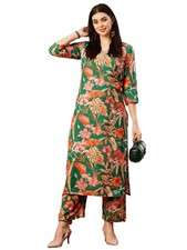 GoSriKi Women's Cotton Blend Straight Printed Kurta with Palazzo