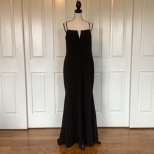 Betsy  Adam Black Rhinestone Trim Notched Formal Strapless Dress Size 14 NWT