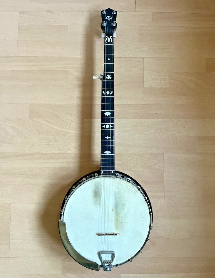 Antique Clifford Essex The Popular 5 String Open Back Banjo w/ resonator, case - Image 3 of 4