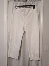 TALBOTS Size 14 Women White Cotton Blend Zip Fly Stretch Crop Chino Pants