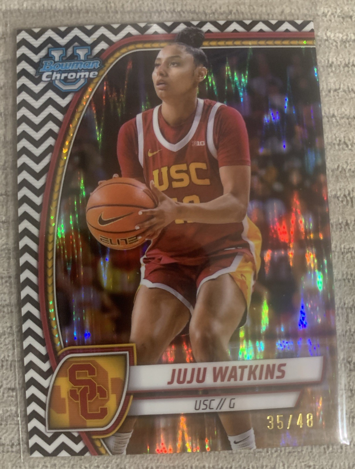 2024-25 Bowman Chrome U #37 JuJu Watkins Black & White Stealth /48