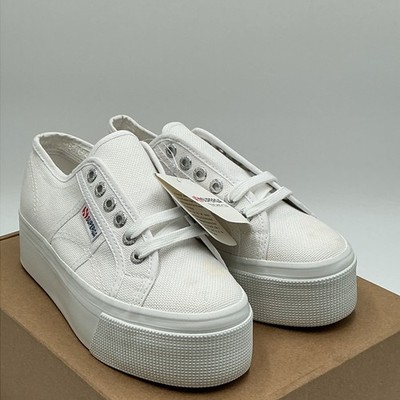 Superga 2790 Linea Sneakers Women's US 3.5 White Canvas Platform Shoes Eby4240