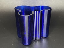 Vaso Alvar Aalto Savoia Blu Cobalto Iittala Finlandia Vetro Metà Secolo